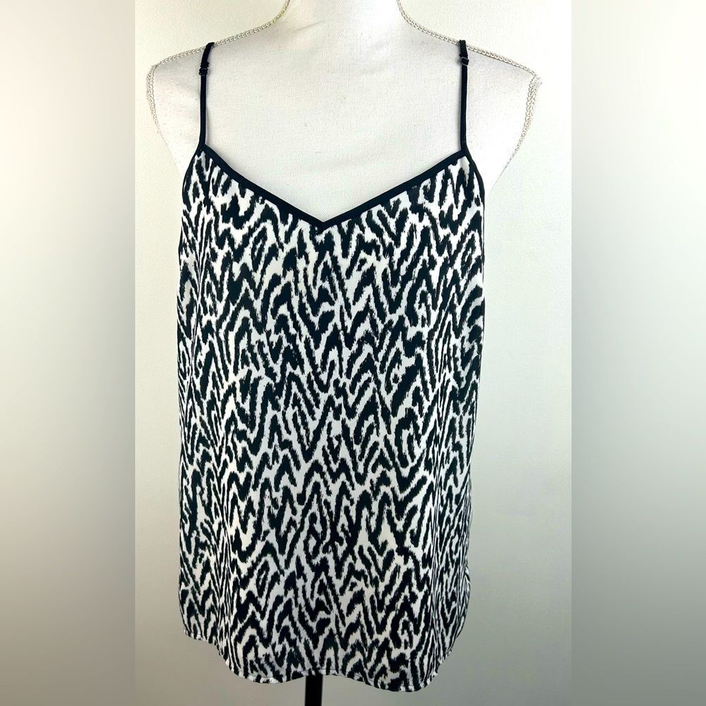 Banana Republic Black and White Zebra Print Women's Cami Top V-neck Size L